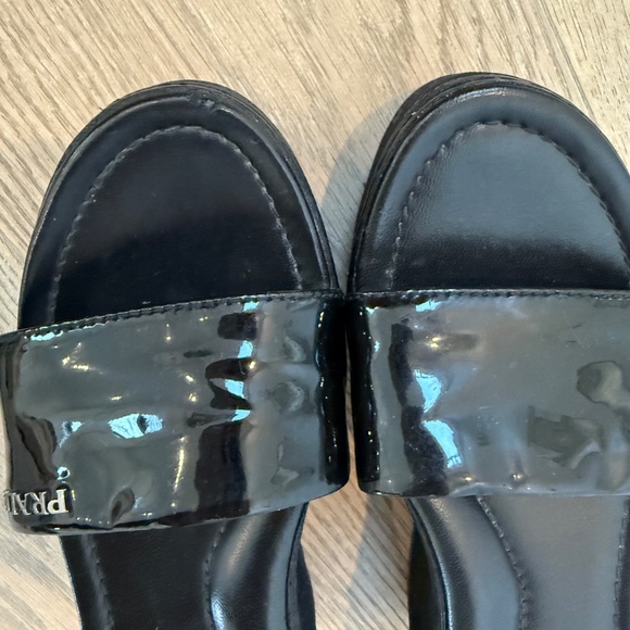 PRADA PLATFORM SLIDES, BLACK PATENT, 35.5 - Picture 5 of 5